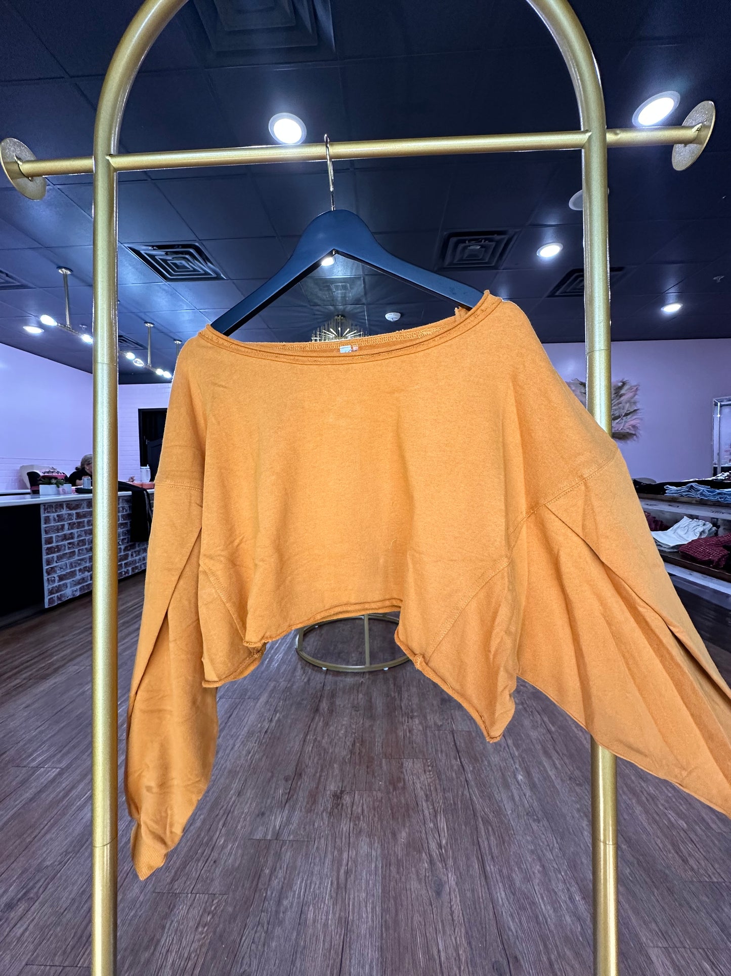 Balloon Sleeve Crop Sweatshirt