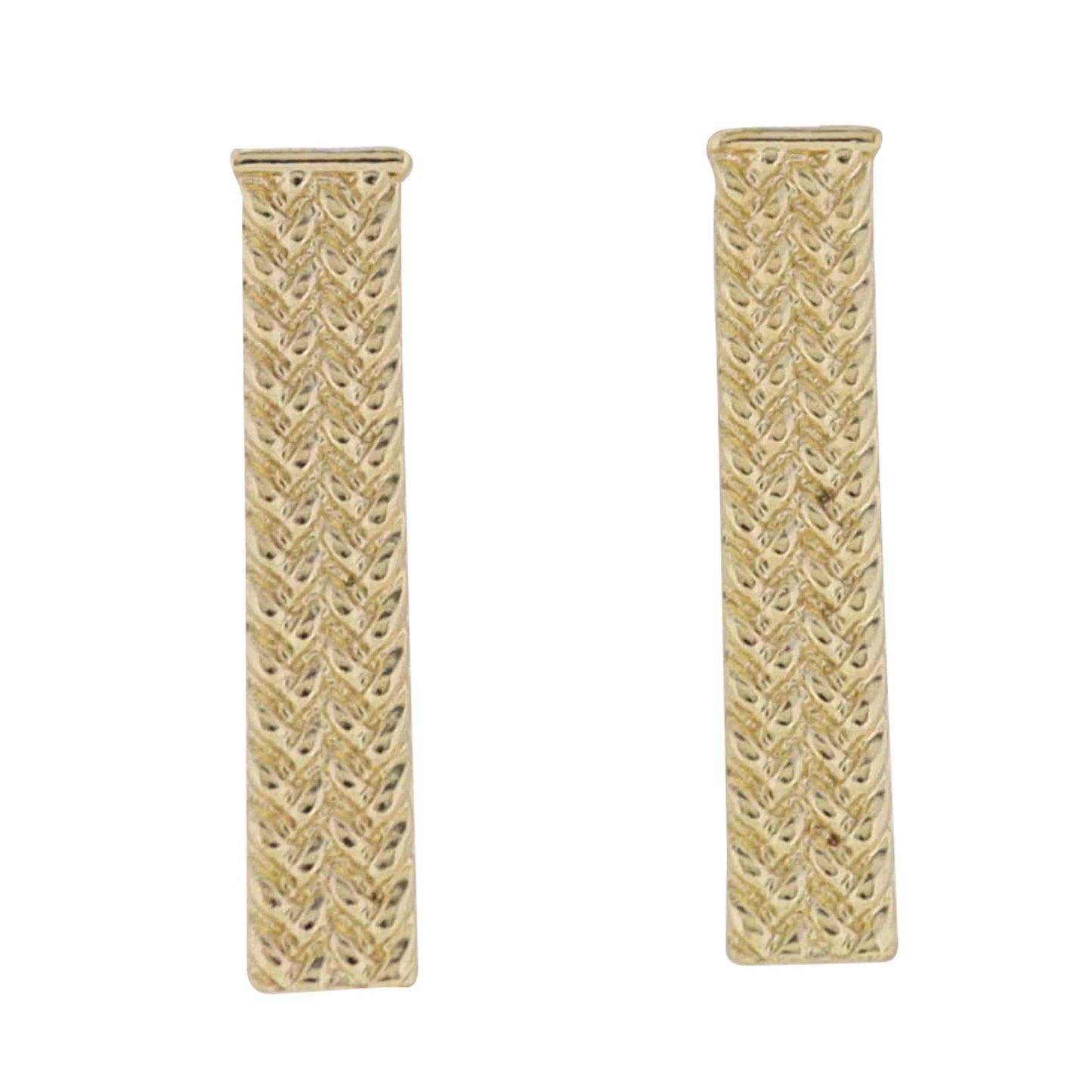Gold Faux Weave Ractangle Earring