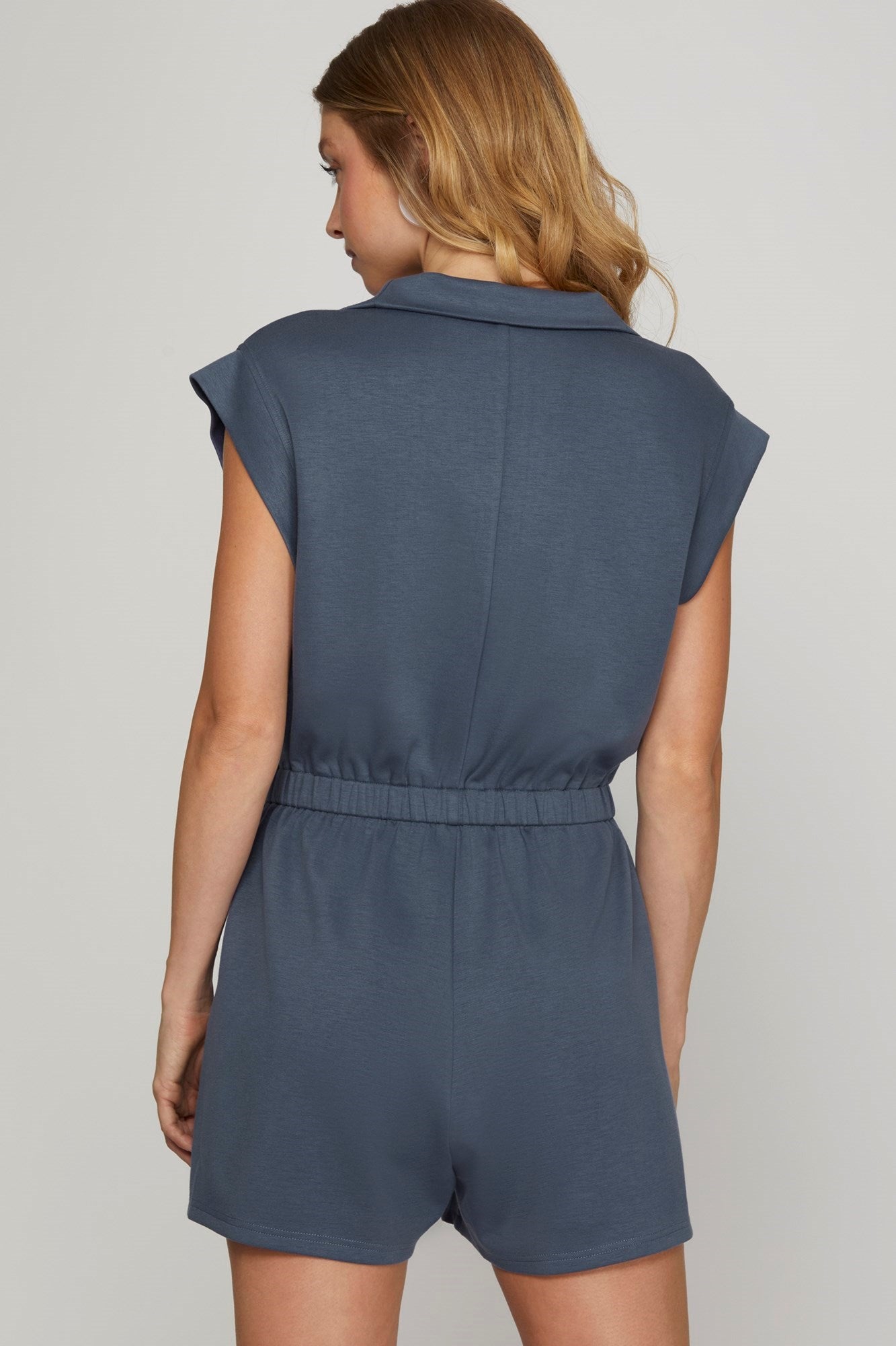 Front Zip Heavy Knit Romper With Side Pocket