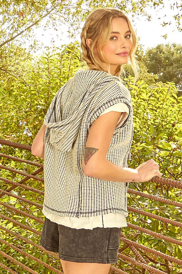 NOTCHED V-NECK OVERSIZED HOODIE