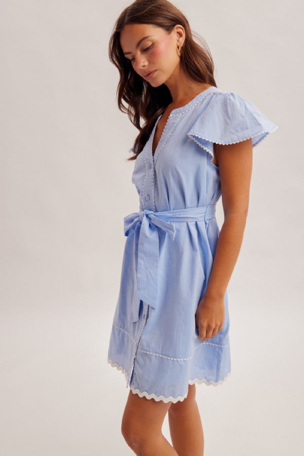 Lace Trim Scalloped Mini Dress