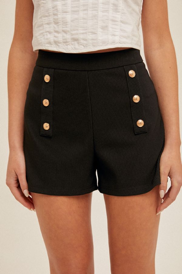 Button Detailed Ottoman Shorts