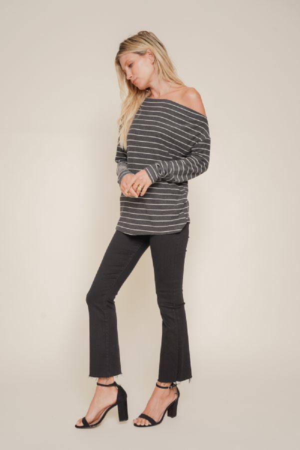 One Shoulder Stripe Knit Top