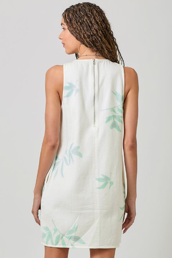 Floral Printed Denim Shift Dress