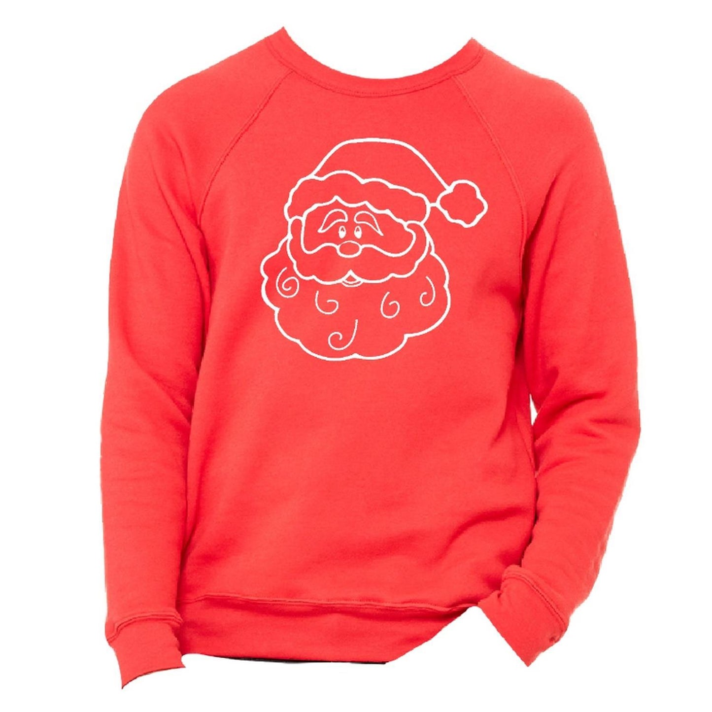 Sweatshirt Vintage Red Crew Neck, Santa Outline