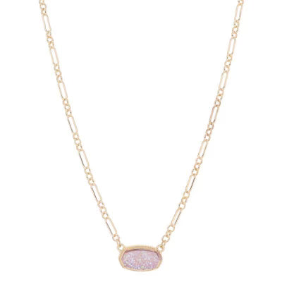 16" Light Pink Druzy Necklace