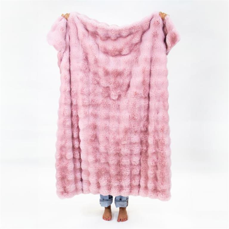 Pink Faux Fur Throw Blanket