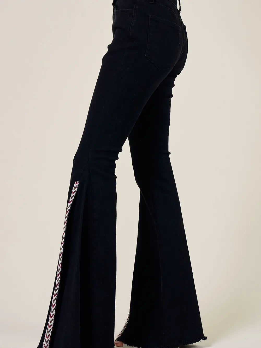 Side Trim Tape Down Denim Flare