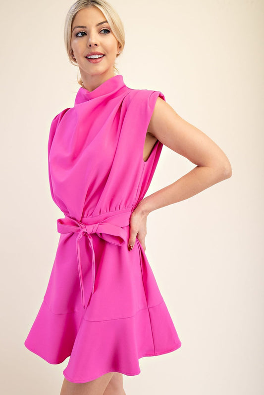 Cowl Neck Sleeveless Mini Dress