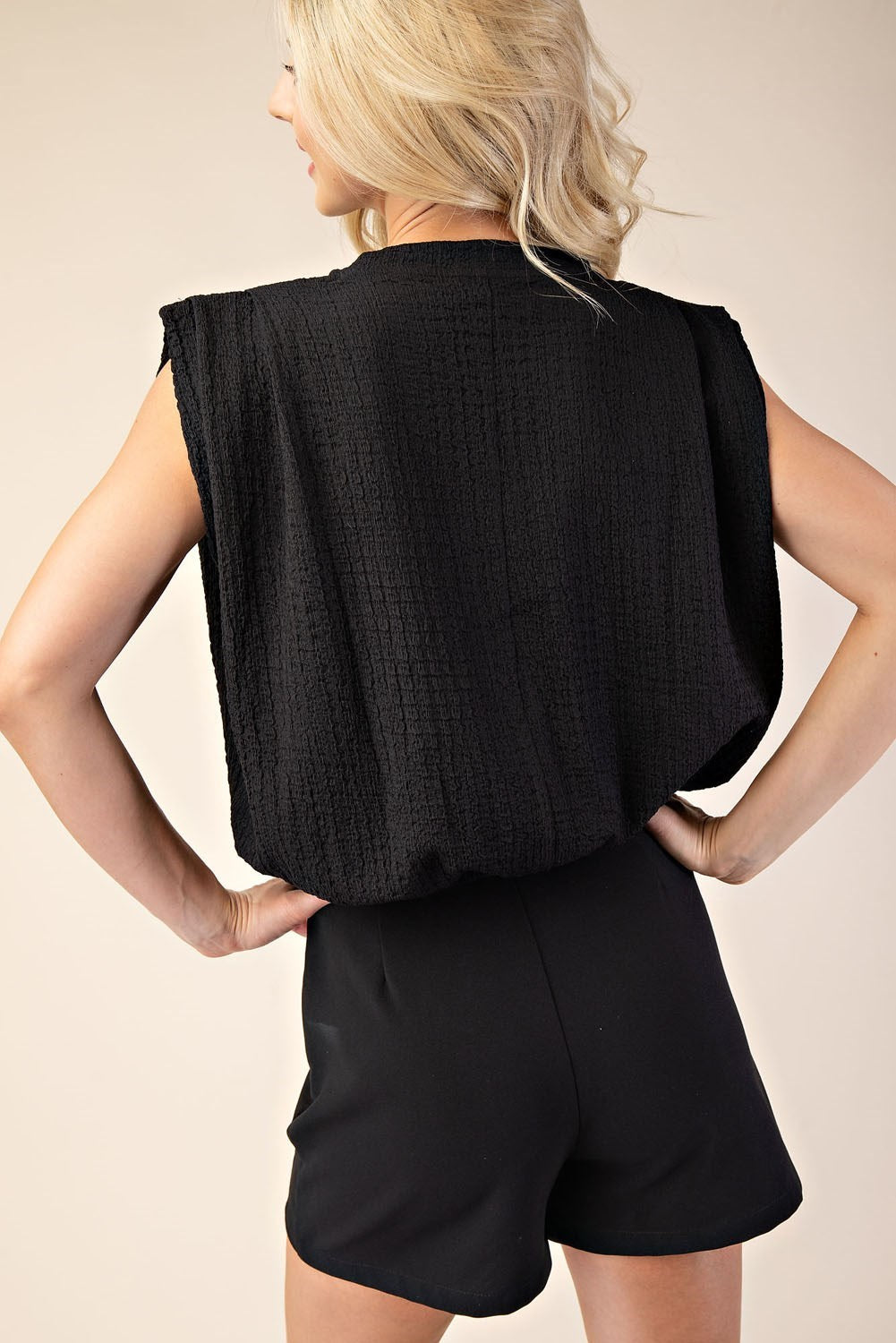 Round Neck Pleated Top