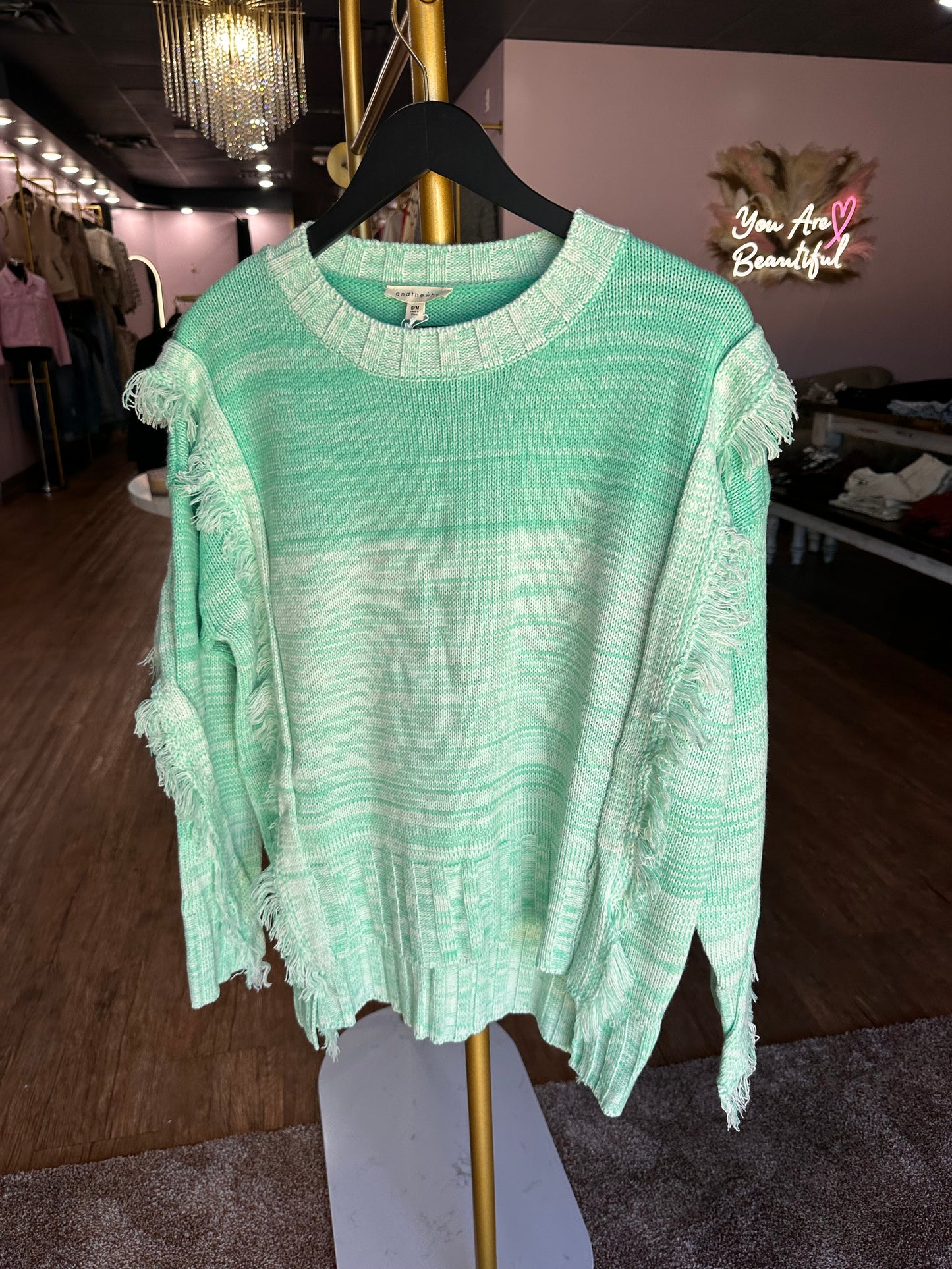 Fringe Gradation Color Sweater