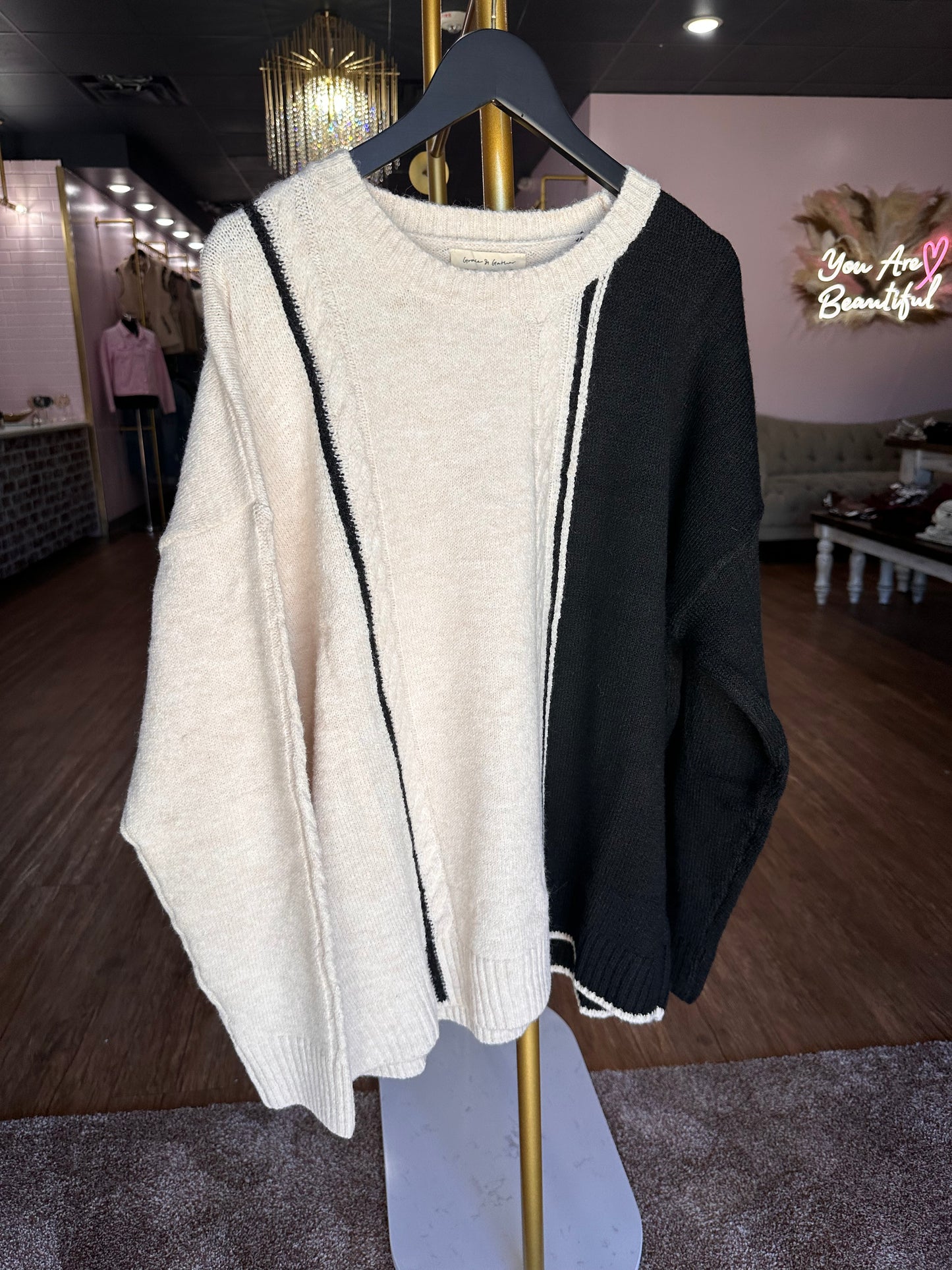 Cable Contrast Sweater