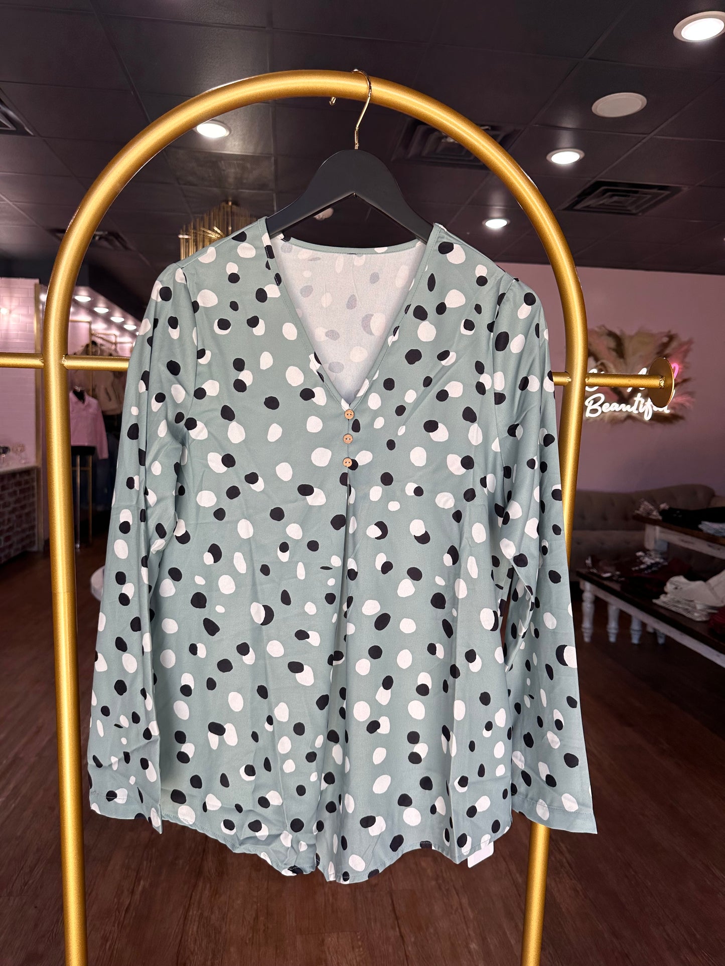 Green Polka Dot Shirt