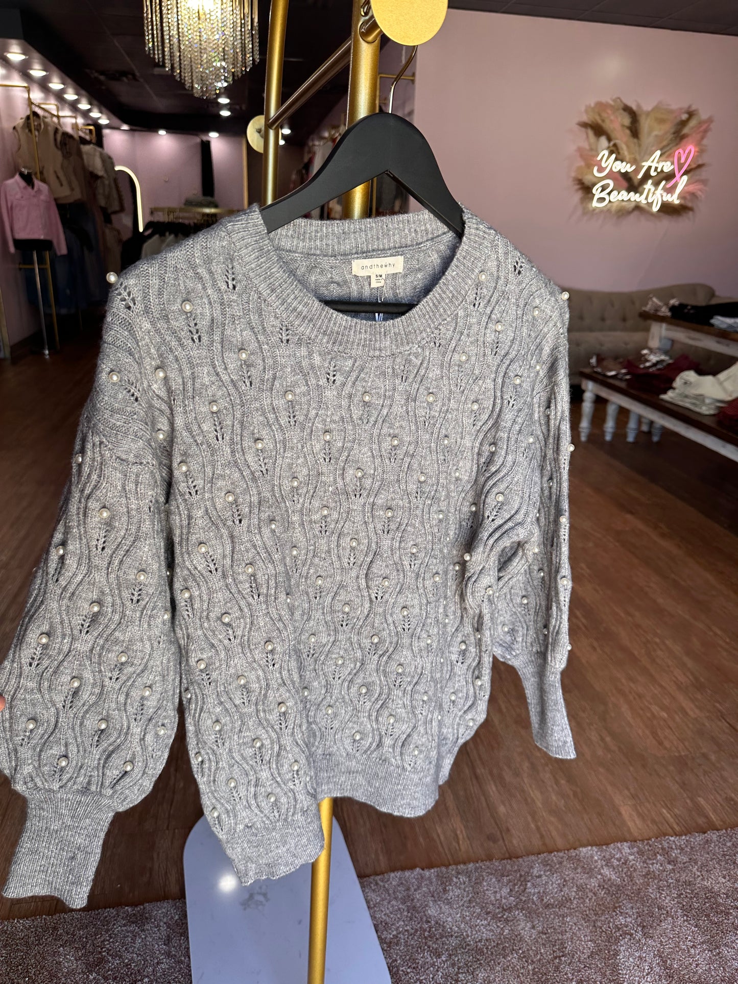 Pearl Beaded Casual Sweater