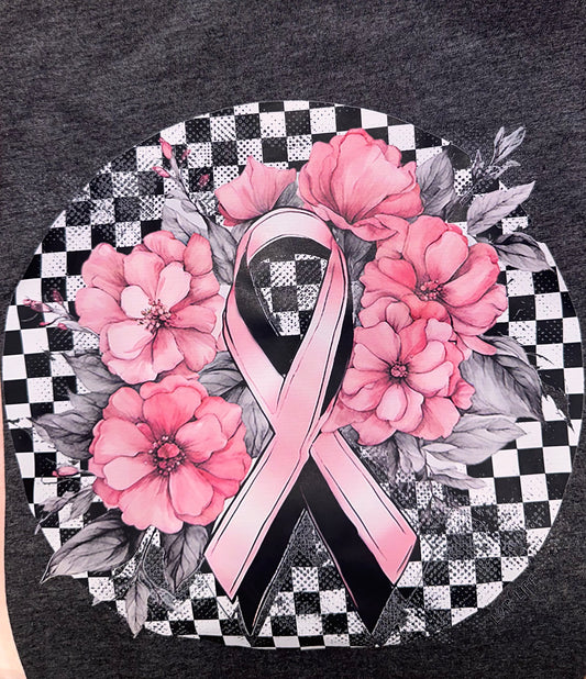 Checkered Cancer Ribbon Tee