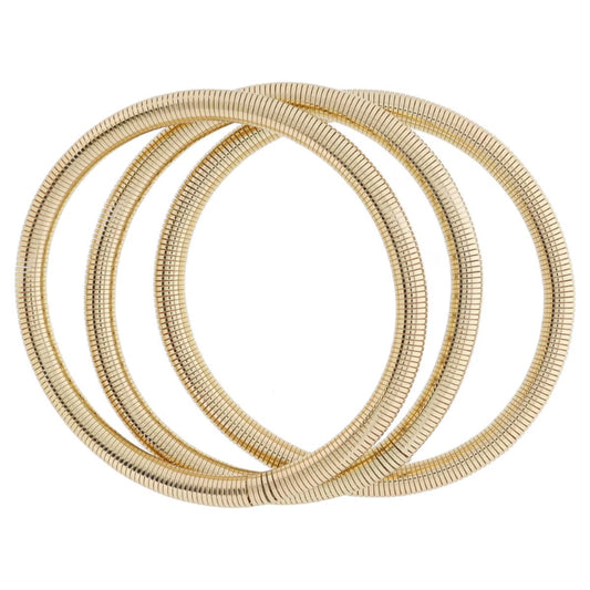 Set of 3 Gold Stretchy Bangles Bracelet 8"