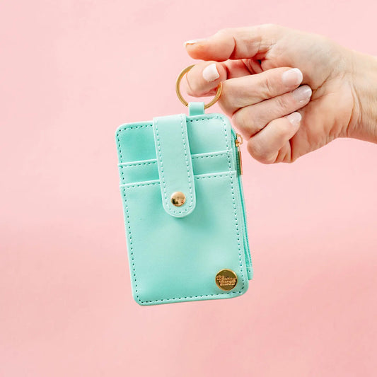 Solid Keychain Wallet- Aqua