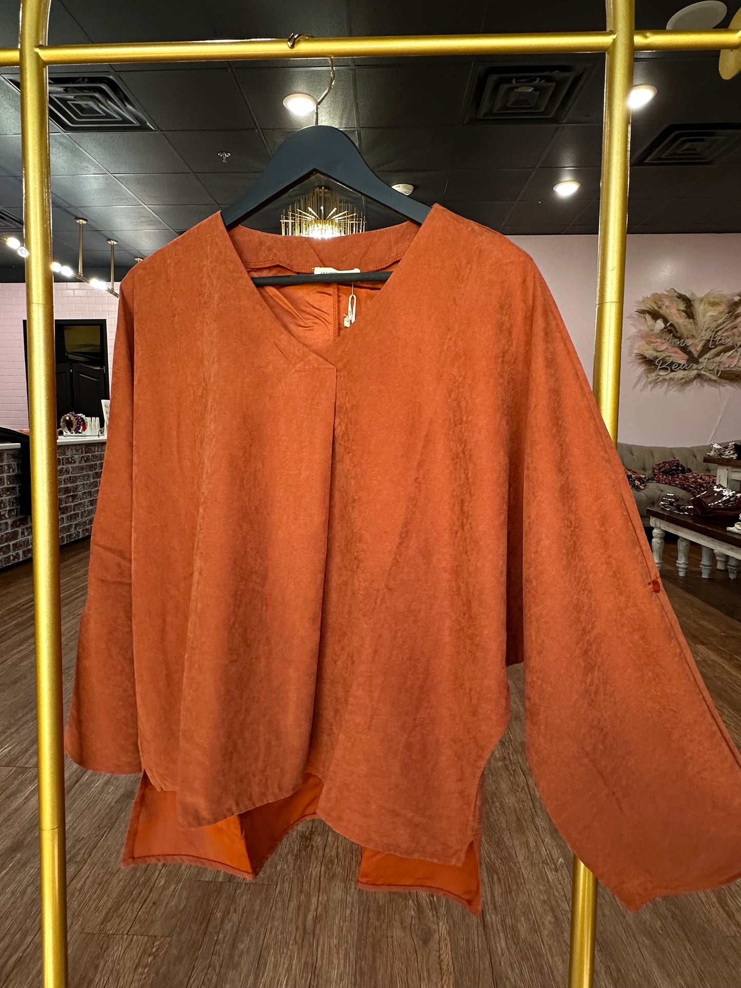 3/4 Sleeves V Neckline Casual Blouse Top