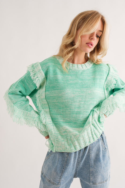 Fringe Gradation Color Sweater