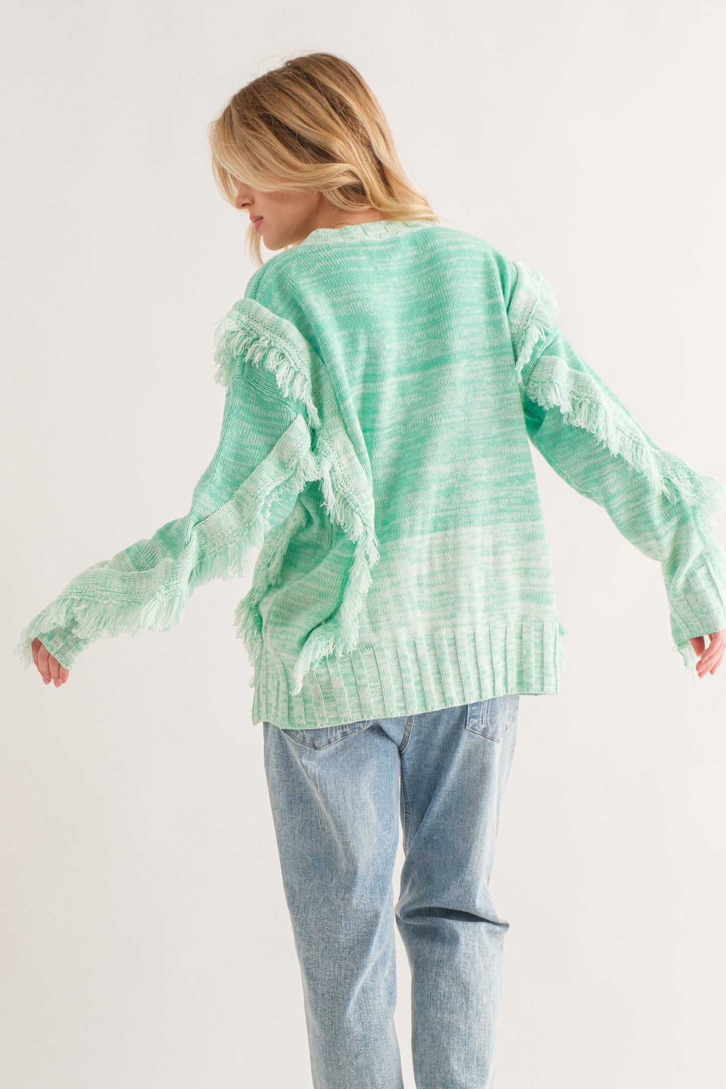 Fringe Gradation Color Sweater