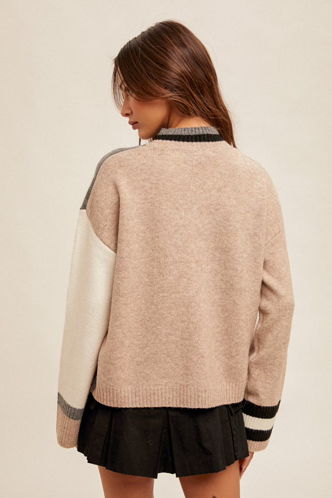 Color Block Sweater Grey/Taupe