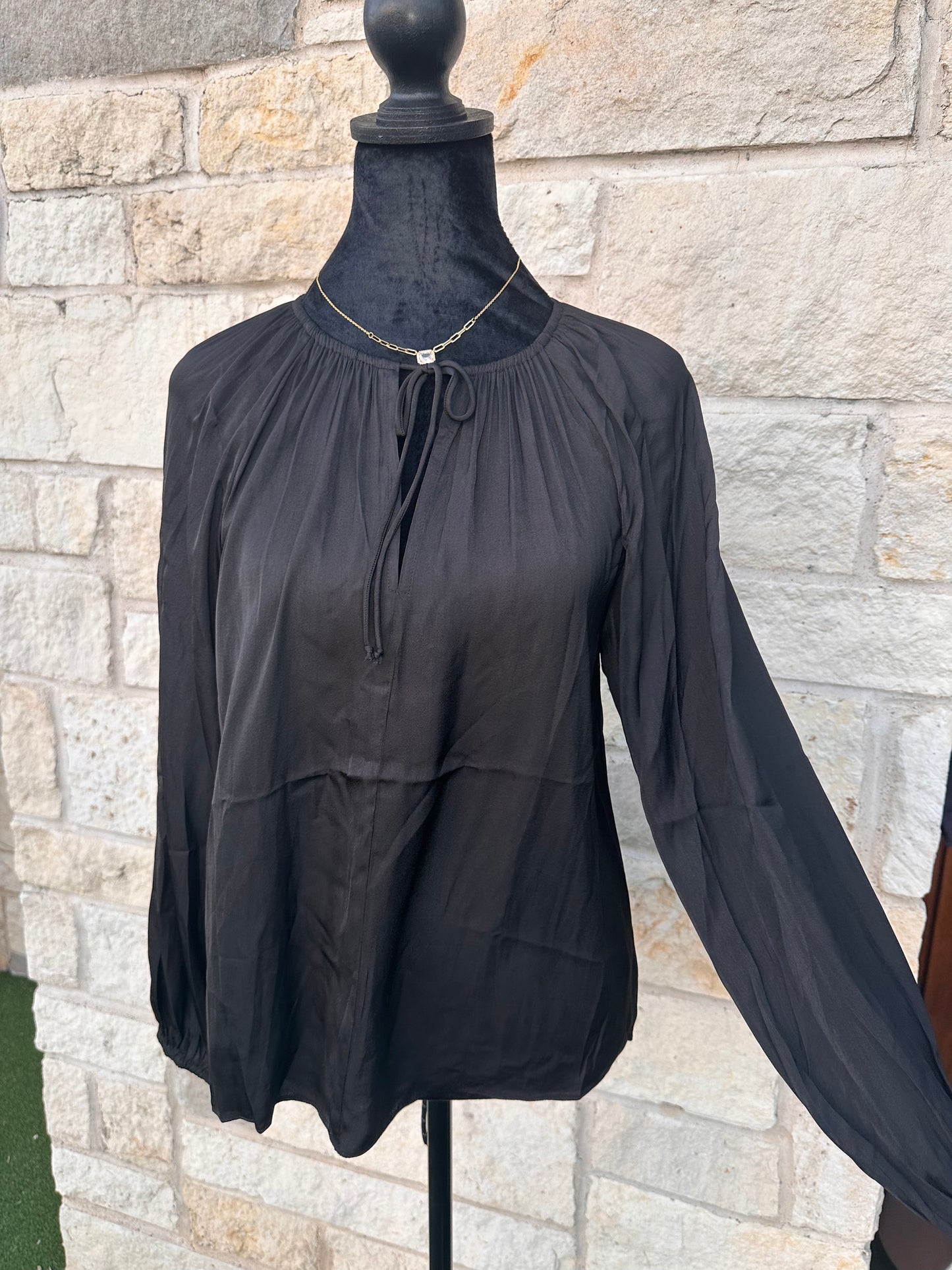 Solid Black Satin Blouse