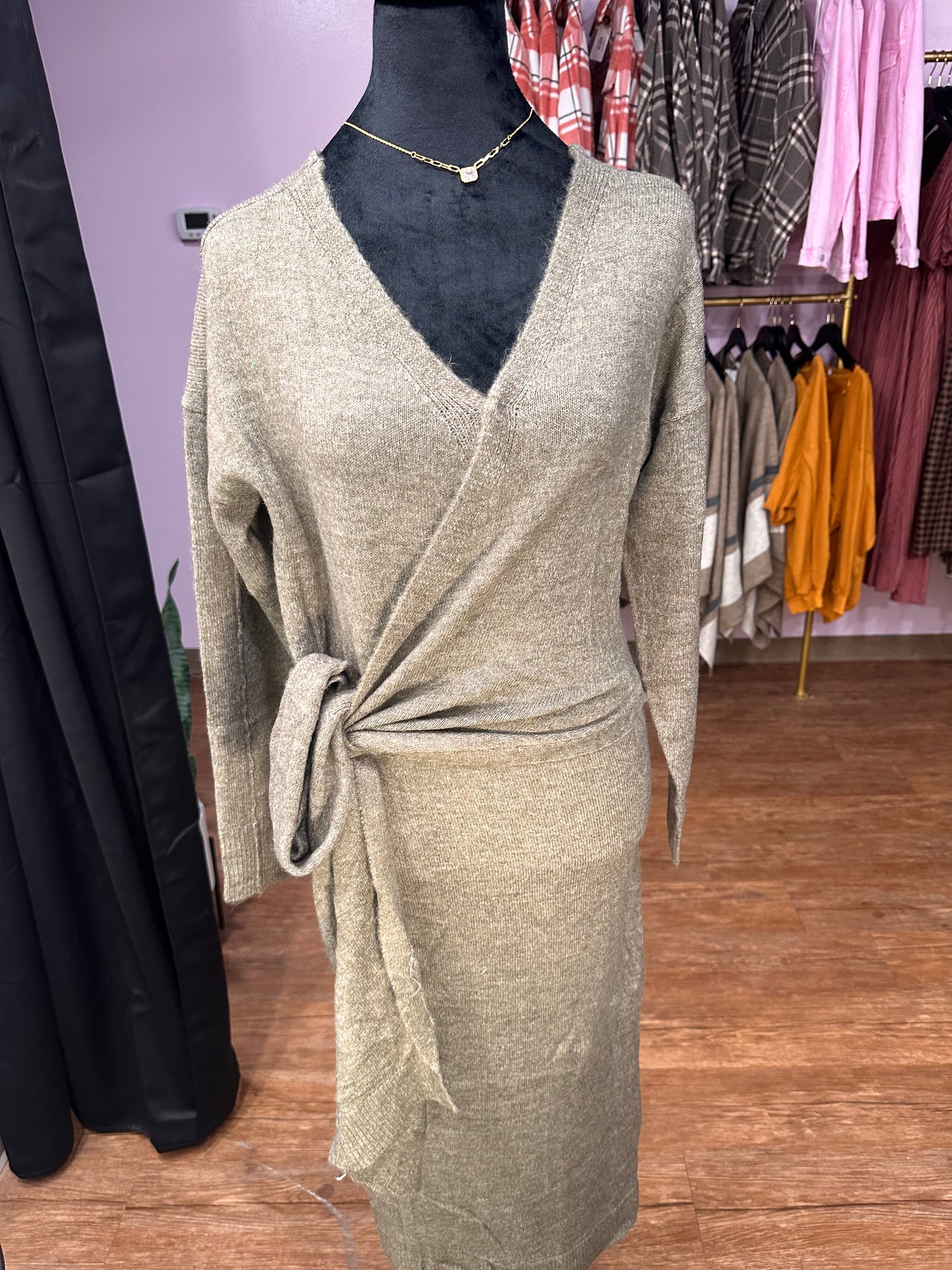 Side Tie Sweater Dress