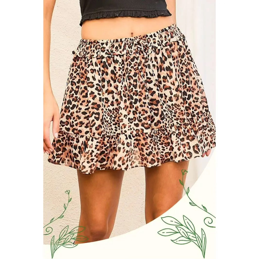 Ruffle Leopard Print Skort