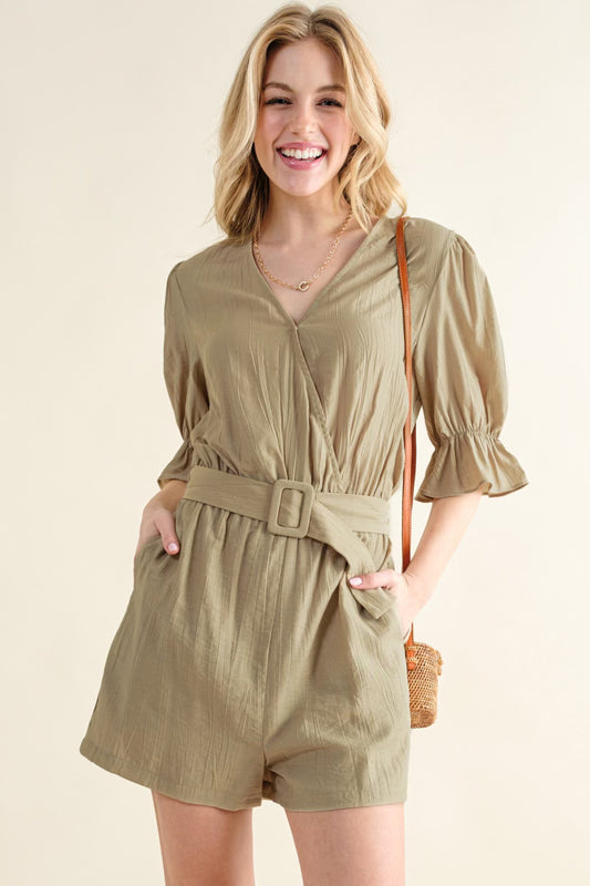 Half Sleeves Romper W/ Belt