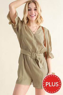 Half Sleeves Romper W/ Belt