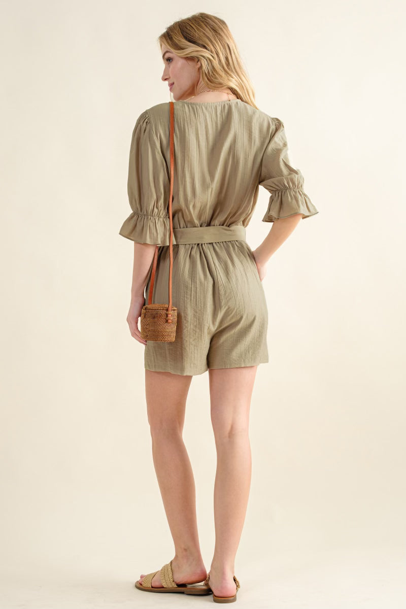 Half Sleeves Romper W/ Belt