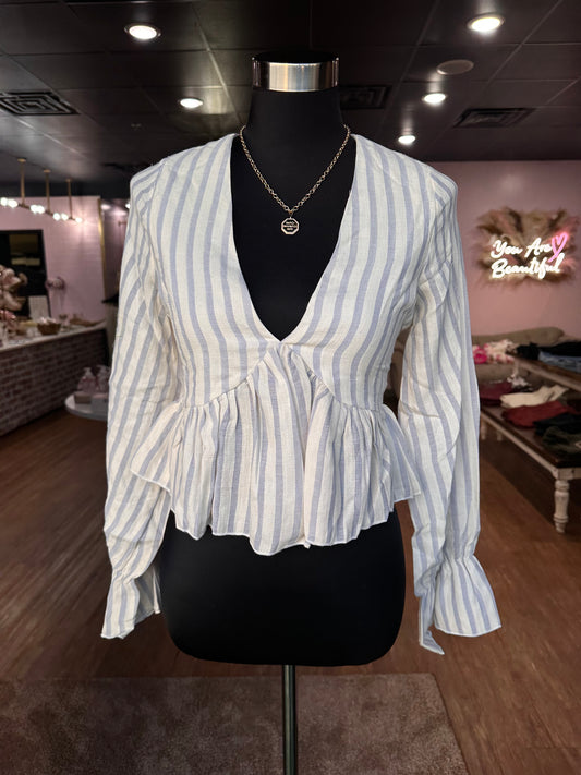 Striped Crop Top With Zipper Back