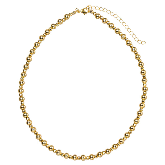 18K Gold Plated Gold 4mm, 6mm Ball Beaded Necklace