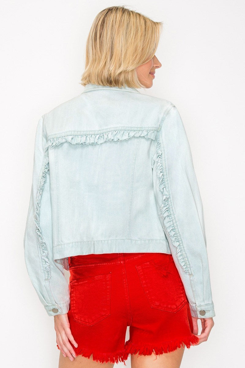RUFFLE DETAILED DENIM JACKET