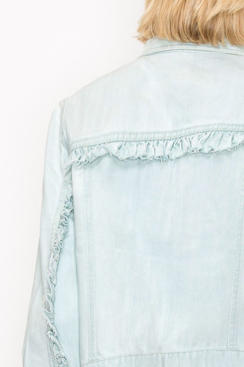 RUFFLE DETAILED DENIM JACKET