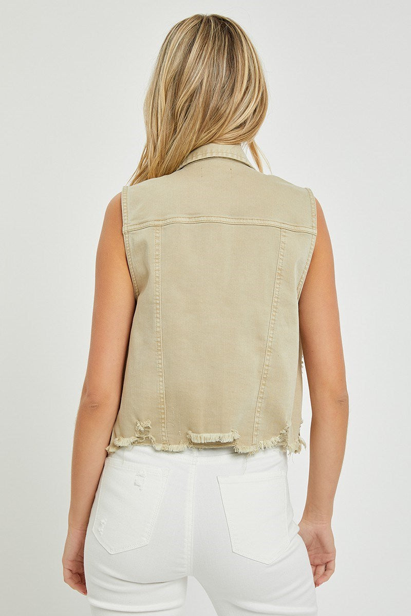 Distressed Crop Vest