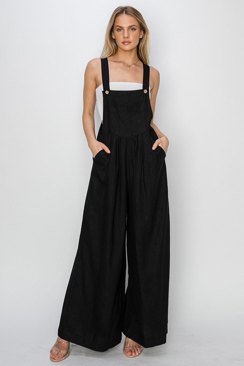Linen Wide Leg Overalls