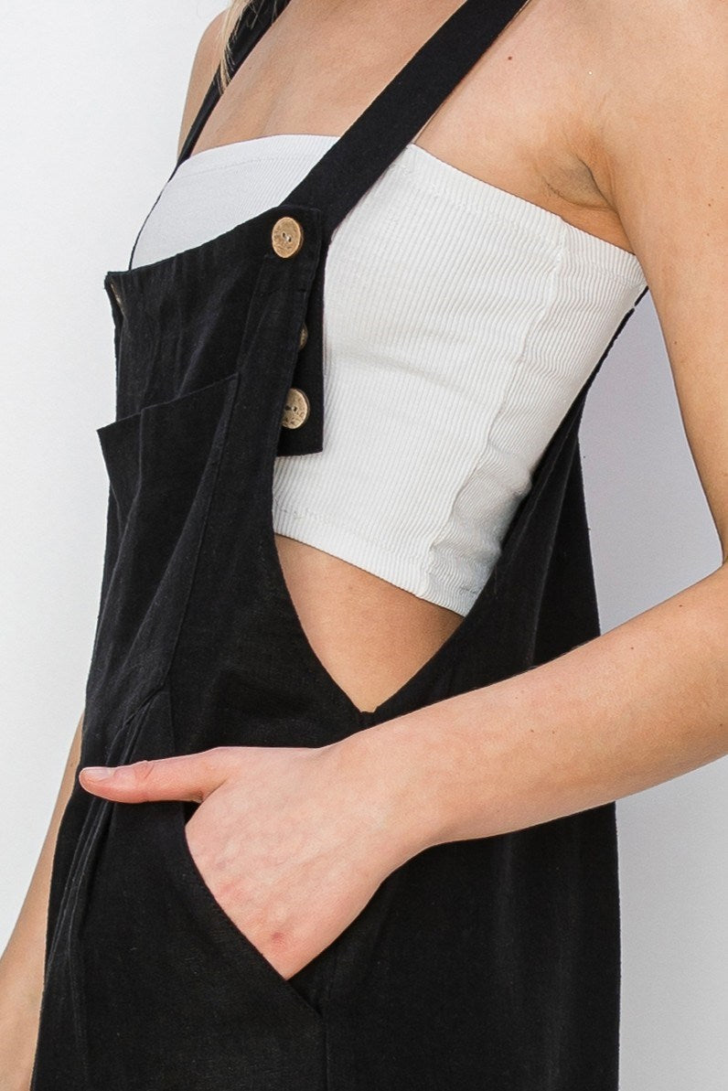 Linen Wide Leg Overalls
