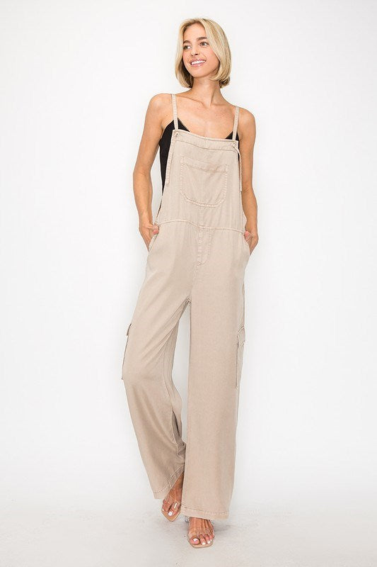 Wide Leg Tencel Overalls