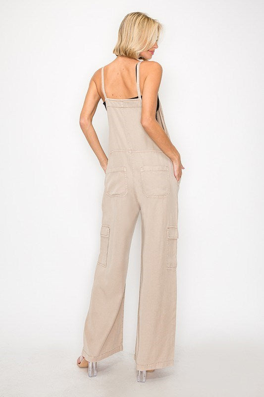 Wide Leg Tencel Overalls