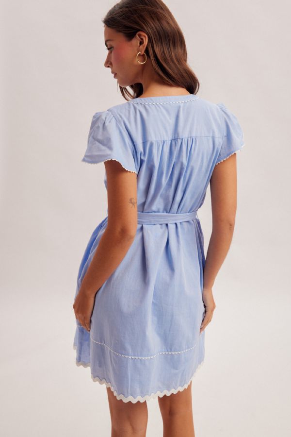 Lace Trim Scalloped Mini Dress