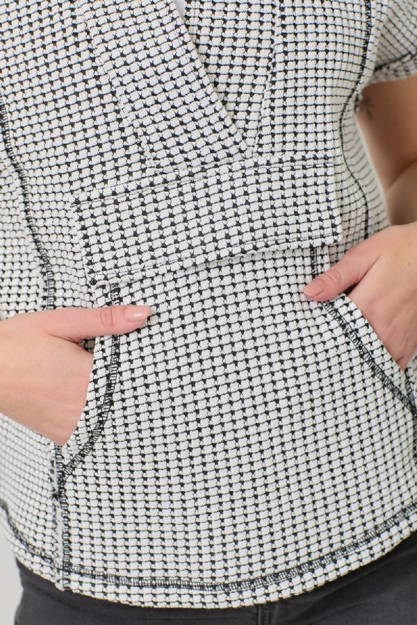 NOTCHED V-NECK OVERSIZED HOODIE