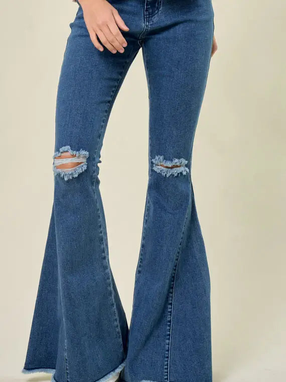 Fringed Bell Bottom Denim