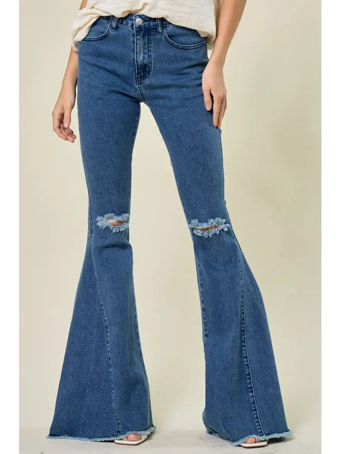 Fringed Bell Bottom Denim