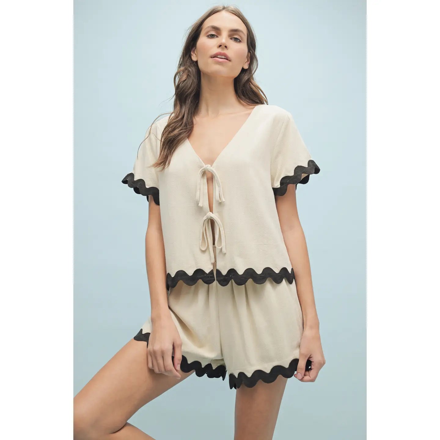 Ric Rac Trim Top and Shorts Set