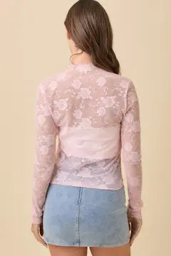 Floral Mesh Long Sleeve Top