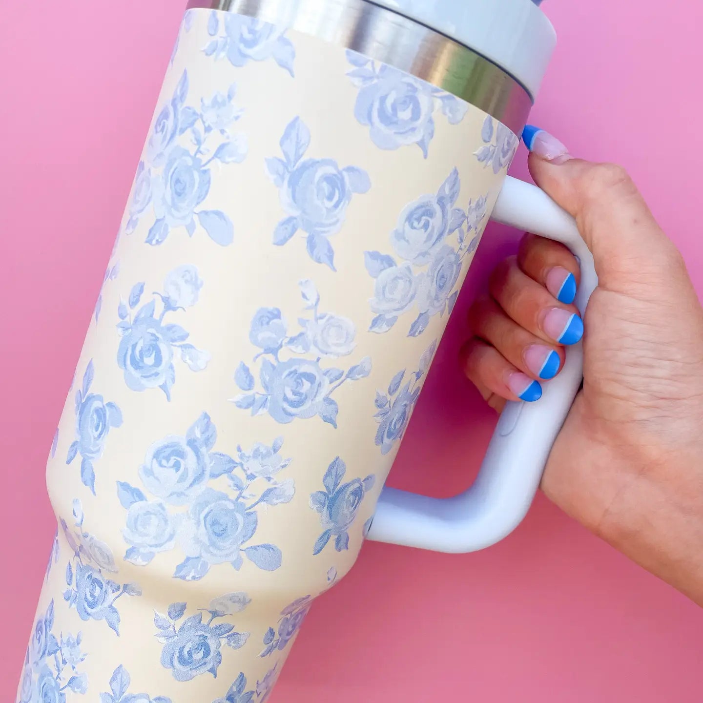 Cream and Blue Tumbler
